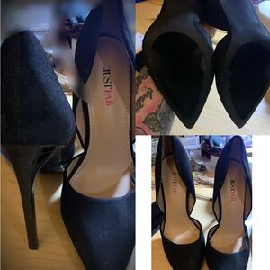 JustFab Black Stiletto Heels with Pointed Toe